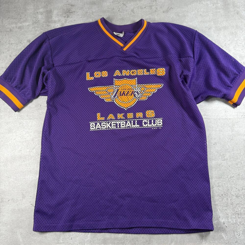 vintage los angeles lakers mesh jersey shirt logo 7‎ size large made in usa